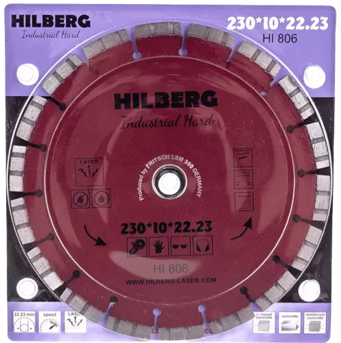 Алмазный диск по железобетону 230*22.23*10*3.2мм Industrial Hard Laser Hilberg HI806 - интернет-магазин «Стронг Инструмент» город Волгоград