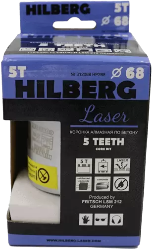 Коронка алмазная по армированному бетону SDS-Plus 68 мм Hilberg Laser 5 Teeth HP268 - интернет-магазин «Стронг Инструмент» город Волгоград