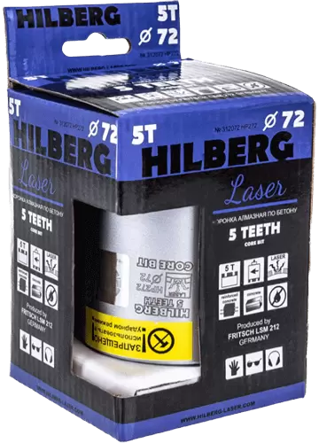 Коронка алмазная по армированному бетону SDS-Plus 72 мм Hilberg Laser 5 Teeth HP272 - интернет-магазин «Стронг Инструмент» город Волгоград