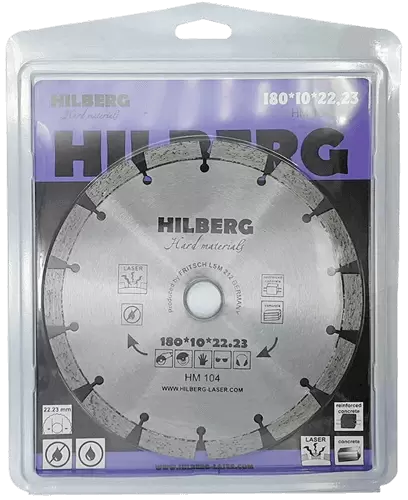 Алмазный диск по железобетону 180*22.23*10*2.4мм Hard Materials Laser Hilberg HM104 - интернет-магазин «Стронг Инструмент» город Волгоград