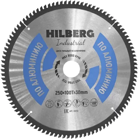 Пильный диск по алюминию 250*30*Т100 Industrial Hilberg HA250 - интернет-магазин «Стронг Инструмент» город Волгоград