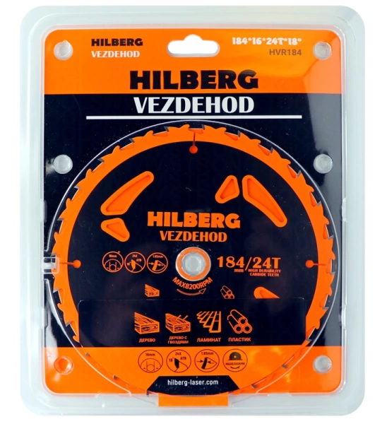 Универсальный пильный диск 184*16*24Т (reverse) Vezdehod Hilberg HVR184 - интернет-магазин «Стронг Инструмент» город Волгоград