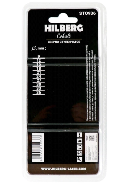 Сверло ступенчатое по металлу 9-36мм HSS-COBALT Hilberg ST0936 - интернет-магазин «Стронг Инструмент» город Волгоград