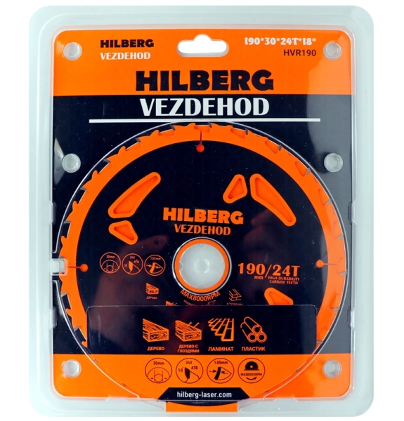 Универсальный пильный диск 190*30*24Т (reverse) Vezdehod Hilberg HVR190 - интернет-магазин «Стронг Инструмент» город Волгоград