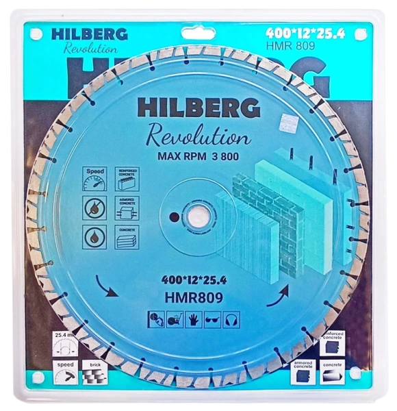 Диск алмазный отрезной 400*25.4*12*3.8мм по железобетону Hilberg Revolution HMR809 - интернет-магазин «Стронг Инструмент» город Волгоград